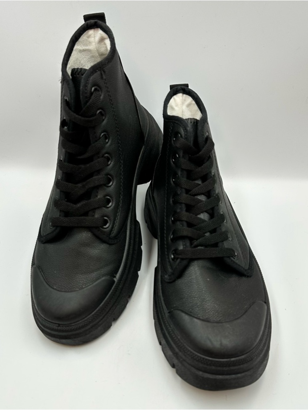 London Rag Roxane Black Chunky Lace Up Combat Boot Womens 7 Lug Sole Platform